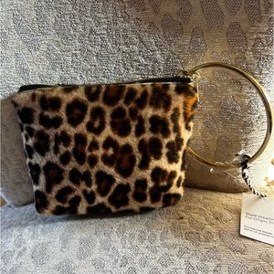 Thacker Leopard Shearling wristlet/clutch/pouch